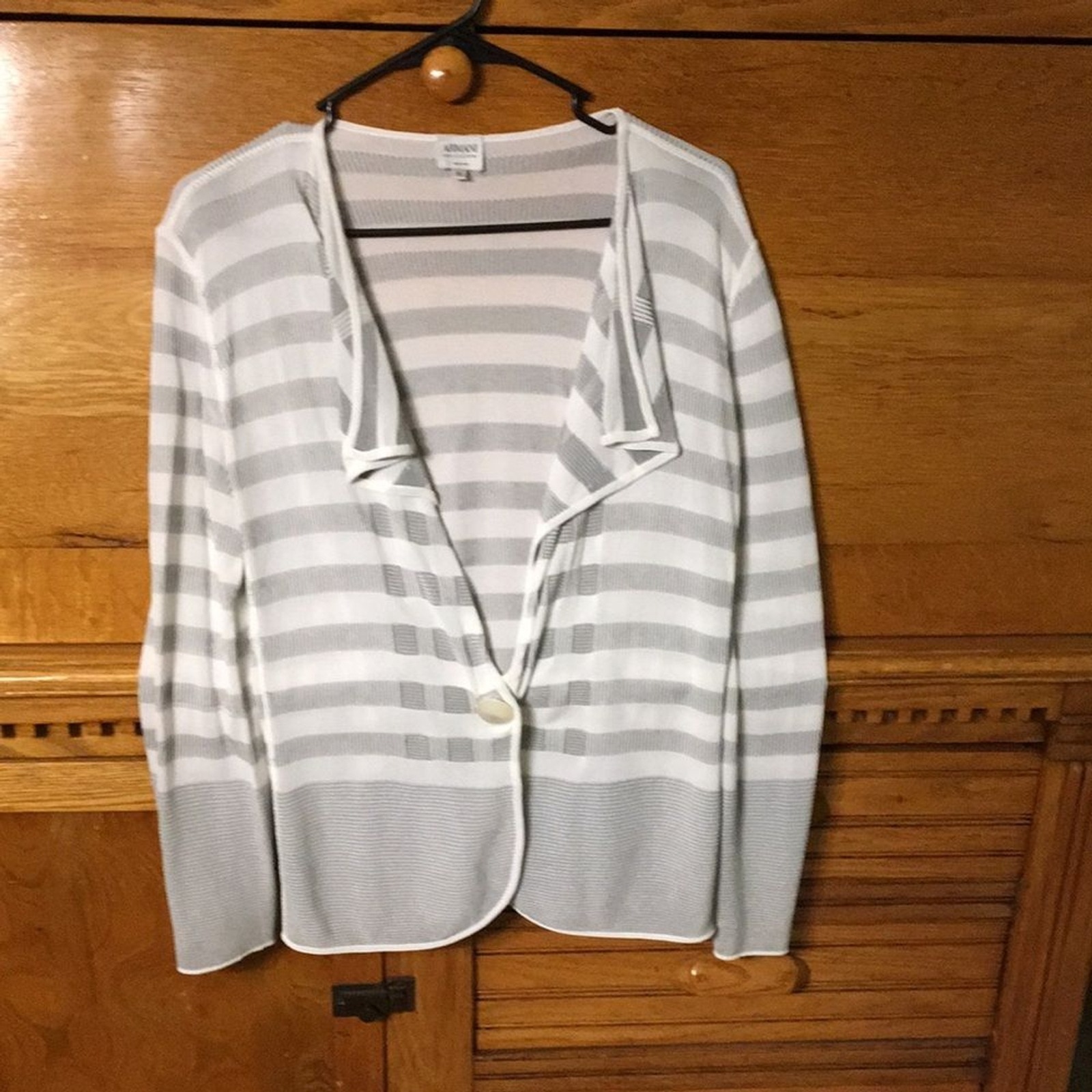 Armani Collezioni Maritime Chic Striped Knit Blazer Cardigan Size 10 Italy